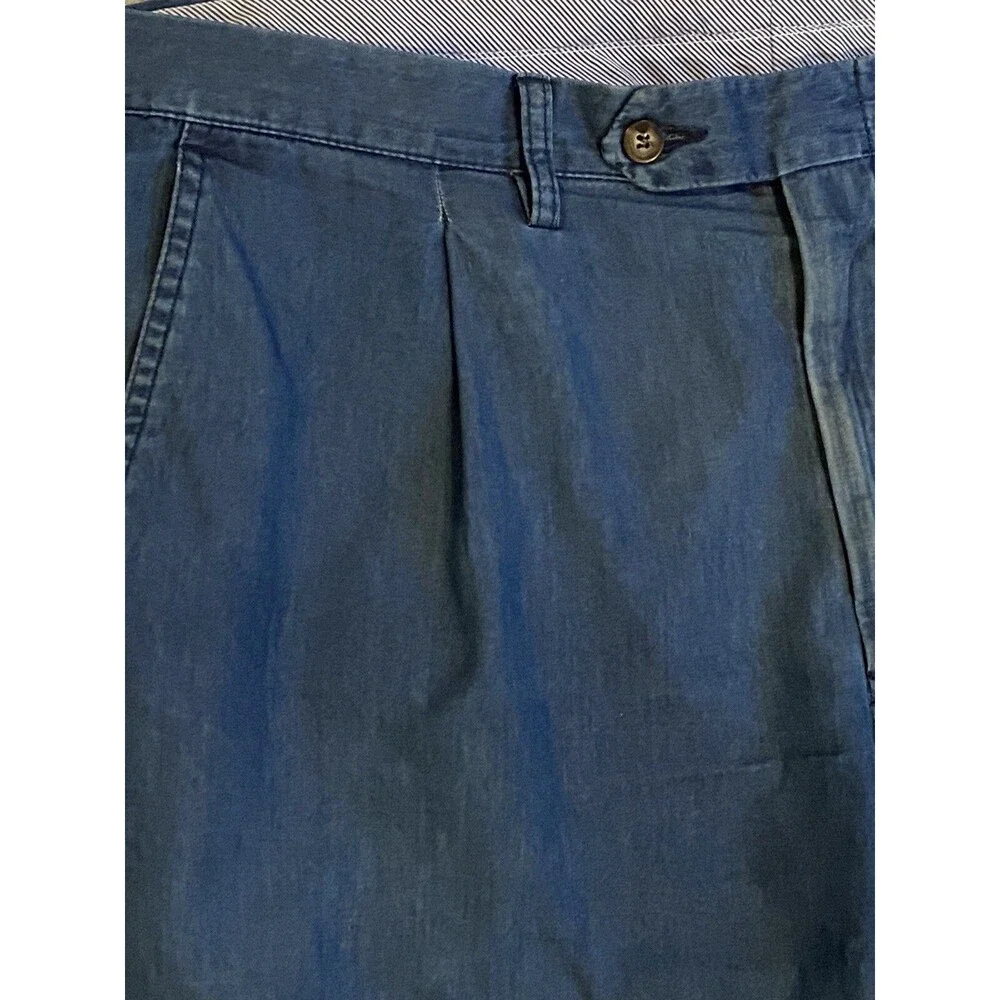 Tincati Milano Mens Italian Cotton Chambray Trouser Size 40 Blue Tailored Luxury